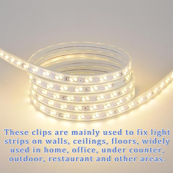 Waterproof LED Strip Mounting Clips Holder Mounting Bracket Neon Mounting Clips Fixing Clamps Holder with 30 Screws for 5mm to 6mm LED Strip Lighting, Translucent, Pack of 30