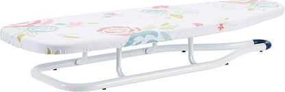 Amazon Basics Foldable Space Saving Ironing Board Tabletop with Non-Slip Feet, 77x29 cm, White, Floral