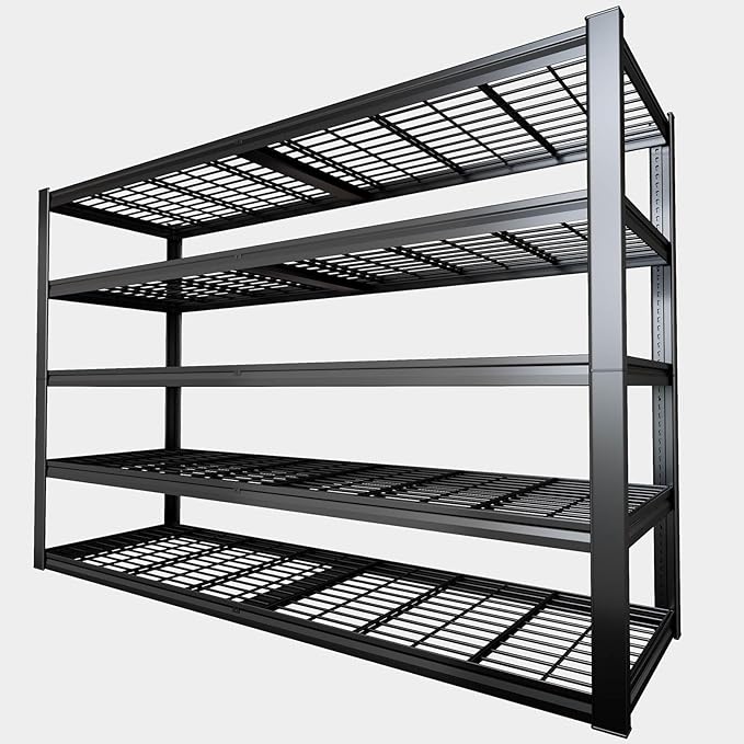 67" W Garage Shelving Heavy Duty, 18" D Garage Shelves, 78" H Adjustable Storage Shelving Unit, 5 Tier Commercial Metal Shelves for Warehouse, Basement, Shop, 67" W x 18" D x 78" H,2 Pack