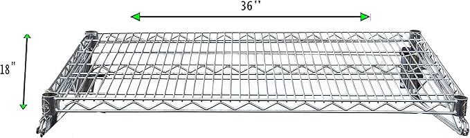 Heavy Duty Chrome Wire Wall Shelf – Commercial Grade Storage Rack, NSF Certified, Adjustable Mounting Brackets, Steel Wire Design for Kitchen, Garage, or Retail (18" x 36")
