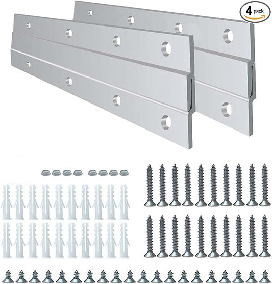 Versatile 12 inch 2 Pairs French Cleat Hanger Heavy Duty - Mirror Mounting Hardware - Aluminium French Cleat Picture Hanger Bracket - Hang with Confidence Using French Cleat (Supports Upto 80 lbs)