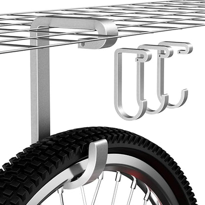 Bike Hanger Hooks Garage Rack: Bike Hooks for Garage, Heavy Duty Bike Hanging Hooks, Hooks for Hanging Bike, Overhead Rack Hooks, Silver