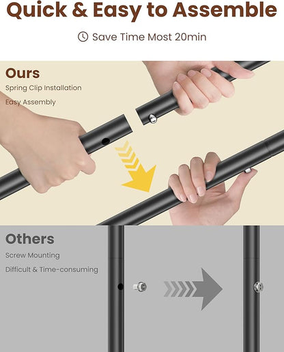 Double Rods Clothes Rack, Rolling Clothing Rack with Wheels, Metal Clothing Racks for Hanging Clothes, Portable Garment Rack Sturdy Closet Rack Trending Coat Rack for Laundry Bedroom Living Room