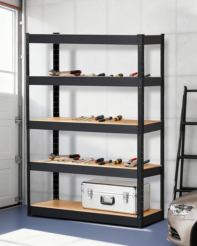 Garage Storage Shelves,Heavy Duty Garage Shelving Metal Adjustable Garage Shelves,5-Tier Adjustable Shelving Units,Loads 2000 LBS,Metal Storage Utility Racks for Warehouse,Pantry, Basement (48x24x72)