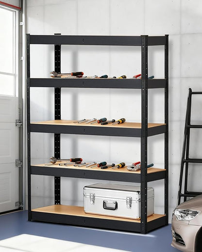 Garage Storage Shelves,Heavy Duty Garage Shelving Metal Adjustable Garage Shelves,5-Tier Adjustable Shelving Units,Loads 2000 LBS,Metal Storage Utility Racks for Warehouse,Pantry, Basement (48x24x72)