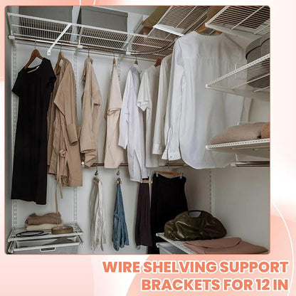 12 Pcs Support Brackets for Wire Shelving 12in Wire Shelf Bracket Closet Shelf Brackets with Anchors and Pins for Installation Wires Shelving Supported Bracket for Support Closet Wires