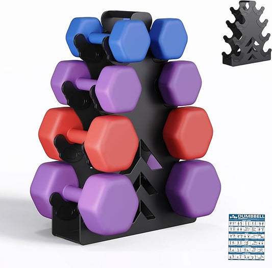 Dumbbell Rack, Stand Only, No Install Needed Small Weight Rack with Dumbbell Protector Edge,Suitable for Rubber-Coated Dumbbells