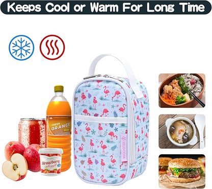 Yelocota Small Insulated Lunch Bag- Snack Bag- Mini Cooler Bag with Handle for Travel,Work,School(Storage Space below 20oz)- Also Suitable for Pairing with Food Jar