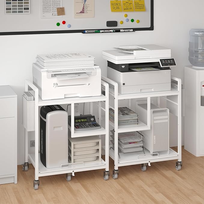 Printer Stand with Storage Tall Large Printer Table with Wheels Heavy-Duty Printer Rolling Cart for Home Office Rustic Brown