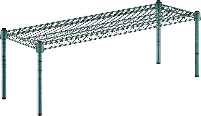 14" x 42" x 14" Green Epoxy Wire Storage Shelf, Dunnage Rack, Commercial 1 Tier Small Shelf