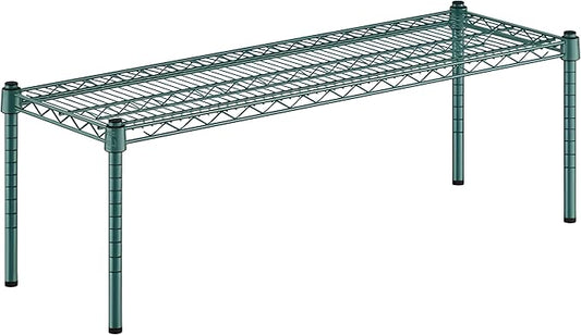 14" x 42" x 14" Green Epoxy Wire Storage Shelf, Dunnage Rack, Commercial 1 Tier Small Shelf