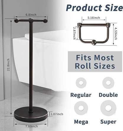 Toilet Paper Holder Stand, Post Pivoting Design Free Standing Toilet Paper Holder, SUS304 Stainless Steel Toilet Paper Roll Holder, Heavy Stable Base (Oil Rubbed Bronze)
