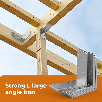 8 Pcs 3"x3" L Brackets Heavy Duty, Galvanized Corner Brace for Wood, Angle Iron with Recessed Holes, 90 Degree Angle Bracket for Floating Shelves, Wood Beams, Furniture, Bed