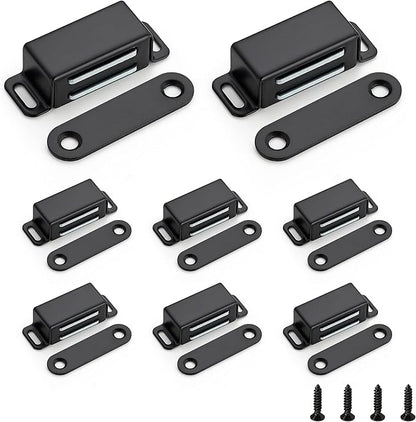 Ravinte 8 Pack Black Magnetic Door Catch, Matte Black Cabinet Magnets, Strong Magnetic Catch Latch for Kitchen Cabinets, Drawers & Cupboards, Stainless Steel Closures