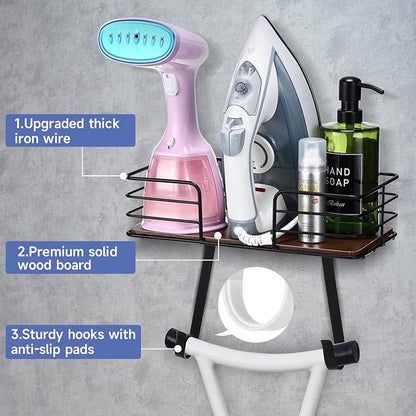 Ironing Board Holder Wall Mount Laundry Room Hanging Iron and Ironing Board Hanger Storage Laundry Room Decor and Organization Fit Most Ironing Boards leg's(Included T&V Shaped)-Black