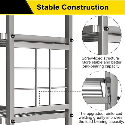 GIOTORENT 5-Wire Standing Storage Shelf, Metal Shelving Unit Pantry Rack for Laundry Kitchen Bathroom Organizer(Silver)