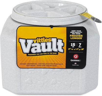 Gamma2 Vittles Vault Dog Food Storage Container with Airtight Lid, holds up to 10-15 Pounds of Dry Pet Food, Cat Kibble and Bird Feed, BPA Free, Made in USA