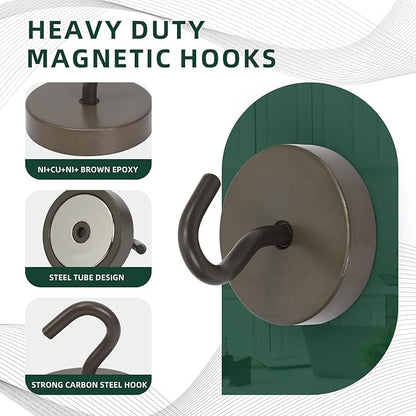 Neosmuk Magnetic Hooks, Cruise Ship Essentials, 100lb+ Heavy Duty Magnetic Hooks for Cruise Cabins, Refrigerator, Grill, Hanging, and Travel | Extra Strong Must-Haves Magnet Hook,Grey, 5 Pack