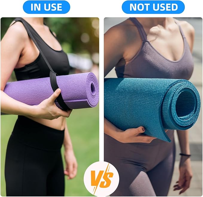 Black Yoga Strap for Carrying Mat, 2PCS Adjustable Yoga Mat Holder/Yoga Mat Strap for Carrying Easy-Cinch, Yoga Sling Mat Strap for Most Size with Thick Comfy (Yoga Mat Not Included) ﻿