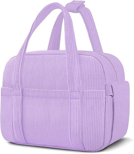 Corduroy Lunch Box Lunch Bag for Women Men, Cute Strawberry Small Insulated Reusable Work Leakproof Simple Lunch Boxes Tote Bag Adults Cooler Bag