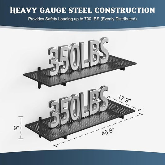 2 Pack Heavy Duty Garage Wall Shelving (1.5x4ft), 700lbs Capacity Garage Shelving Wall Mounted, 18"x96"Garage Storage Rack Floating Shelves, Black