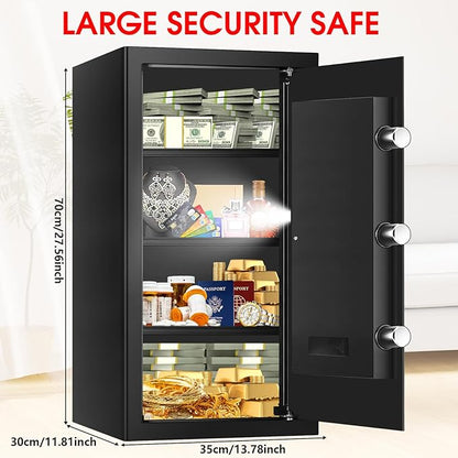 6.0 Cuft Large Fire Proof Safe for Home Documents, Safe Box Fireproof Waterproof with Electronic Keypad, Spare Keys and Alert System, Digital Home Safes Water and Fireproof for Office Money Valuables
