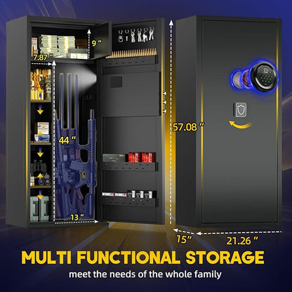 12-15 Large Gun Safe for Rifles and Pistols, Gun Cabinets for rifles and shotguns with Digital Keypad and Alarm Mode, Easy Assembly Rifle Safe for Home, Internal Lockable Box & Removable Shelves