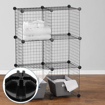 Litoexpe 36 Pcs Wire Cube Plastic Connectors for Cube Storage, Black Modular Closet Organizer and Metal Grid Shelving Unit, Suitable for 3.5-4mm Diameter Iron Wire
