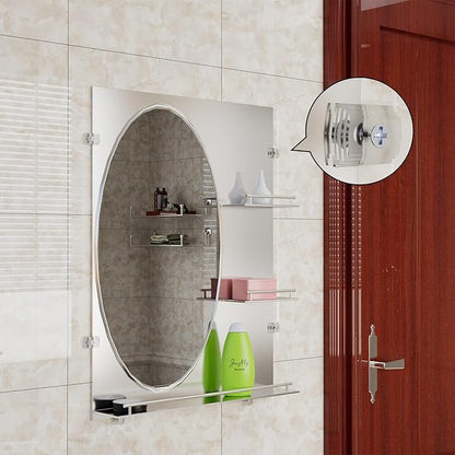 Mirror Holder Kit - 22 Crystal Clear Plastic Clips, Glass Retainer Clips, Hanging Kit with Screws and Fixed Mirror Box Door