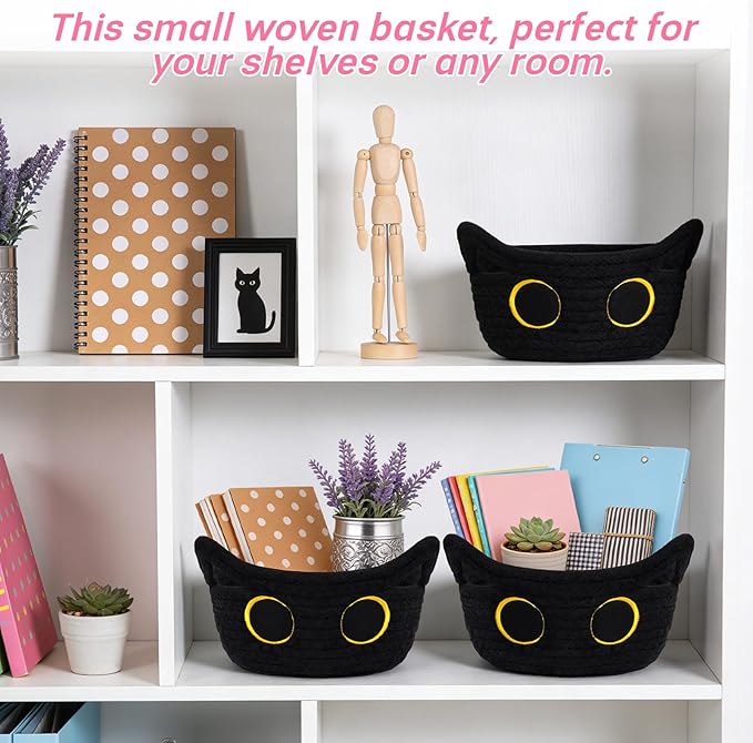 3 Pack Small Highland Cute Cow Storage Baskets for Organizing,Woven Decorative Gift Basket, Nursery Shelves Rope Cotton Storage Bins for Gifts Empty, Mini Burr Baby Shower with Handles,7 IN