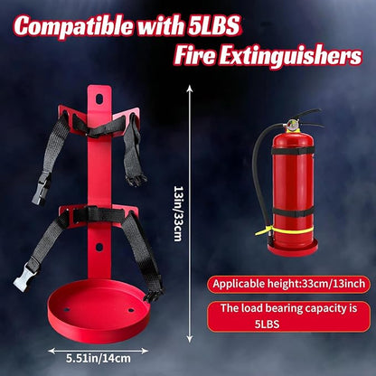 Fire Extinguisher Mount,Wall Mounted Fire Extinguisher Bracket,Compatible with 5 Pound Fire Extinguishers Ideal for Home,Car,RV,Truck