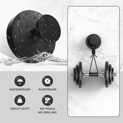 Shower Hooks for Inside Shower,Large Suction Cup Hooks for Glass Window,Removable Towel Hooks for Bathrooms,4 Packs(Black)