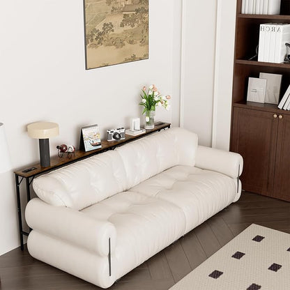 Aduanbang 78.7 inch Narrow Console Table with Outlet, Sofa Table Set of 2, Behind Couch Table, Long Entryway Tables with Charging Station, for Living Room, Rustic Brown