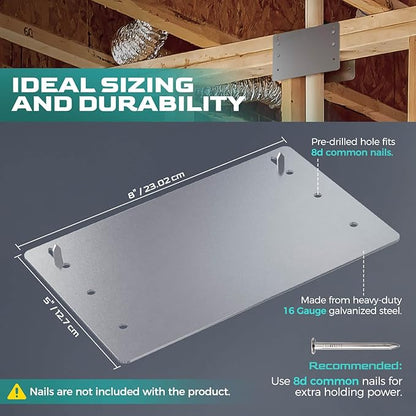 5" x 8" Nail Stopper Plate – 16 Gauge Self Nailing Stud Protector & Plate (20 PCS) – Galvanized 5 x 8 Nail Guard for Top and Bottom Plate & Drywall Protection – IBC & IRC Code Compliant (20)