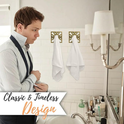 Autumn Alley Two Brass Hooks, Bathroom Towel Hook, Robe Hook Wall Mounted - Decorative Wall Hooks for Towel, Robe, Cast Coat and Door Hook for Bathroom Modern Unique Style, 2 Pack