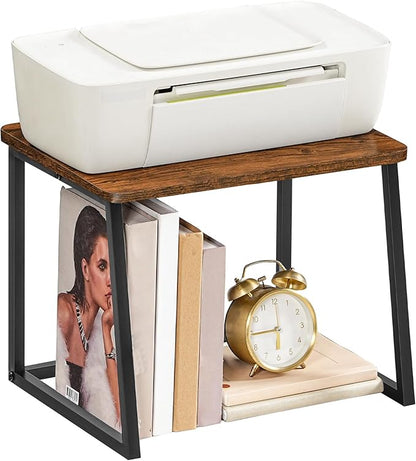 HOOBRO Printer Stand with Storage for Desk, 2-Tier Desktop Printer Shelf, Desk Organizer for Office, Kitchen, Living Room, Rustic Brown BF16PS01