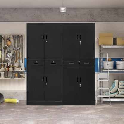 CJF Metal Storage Cabinet, 71" H Locking Storage Cabinet with Drawer and Adjustable Shelves, Steel Cabinets for Garage, Home Office, Kitchen (Black)