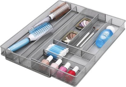 Honey-Can-Do KCH-02163 Steel Mesh 7-Compartment Expandable Utility Drawer Organizer, Silver