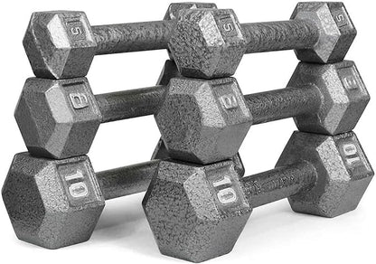 HolaHatha Hexagonal Dumbbell Weights Set, Home Gym Equipment Set, Portable Weighted Exercise Dumbbells for Fitness, Training, and Lifting Workouts
