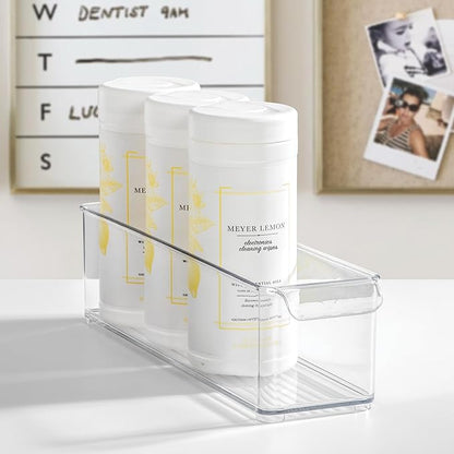 iDesign Stackable Fridge or Freezer Storage Bin with Front Handle, Set of 6, Clear, Made in the USA
