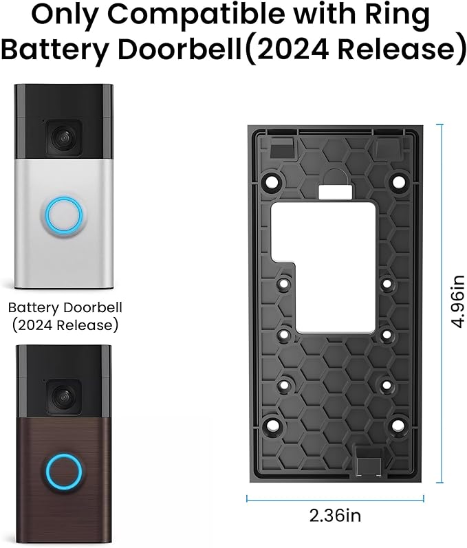 No-Drill Adhesive Video Doorbell Mount Compatible with Ring Battery Doorbell (2024 Release), Door Mounting Holder Bracket Accessories for Apartments Office Houses (1 Pack)