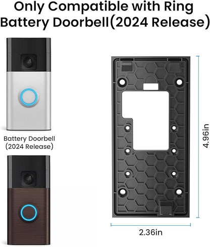 No-Drill Adhesive Video Doorbell Mount Compatible with Ring Battery Doorbell (2024 Release), Door Mounting Holder Bracket Accessories for Apartments Office Houses (1 Pack)