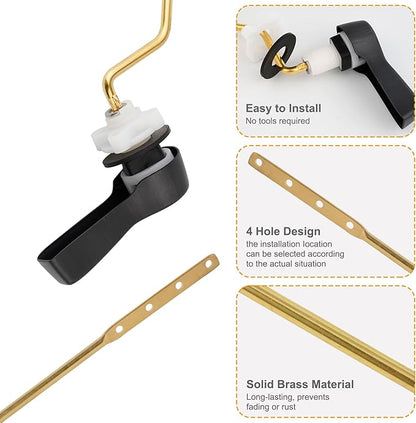 Hibbent Universal Metal Side Mount Toilet Handle Replacement Kit, Brass Toilet Flush Tank Lever with Stainless Steel Flapper Chains for Most Toilets, Oil-Rubbed Bronze