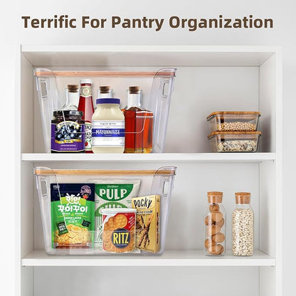 2 Set Pantry Organizers and Storage - Stackable Pantry Storage Bin Containers for Potato, Onion, Garlic, Fruit, Vegetable, Produce - Clear Front Open Kitchen Organization Baskets with Lid