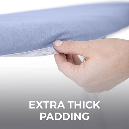 HOME GENIE Ironing Board Cover, Extra Thick Padding, Scorch Resistant Silicone Coating, 15x54 Full Size, Elastic Edge Heavy Duty Iron Pad Covers Standard Boards, Hook and Loop Fastener Strap, Blue