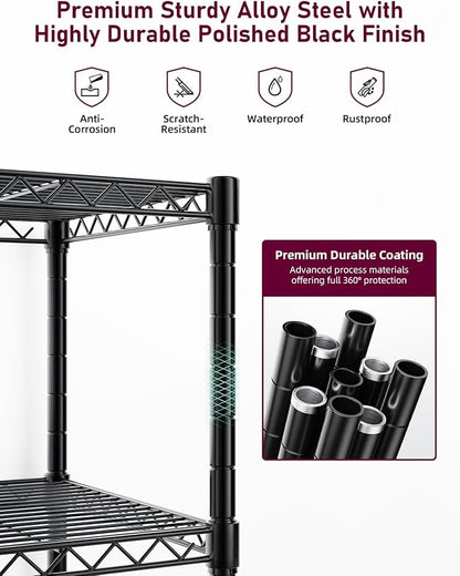Simple Deluxe 5-Tier Heavy Duty Storage Shelving Unit, 1250 Lbs Loading Capacity, 29.92" W x 13.98" D x 61.02" H, Black