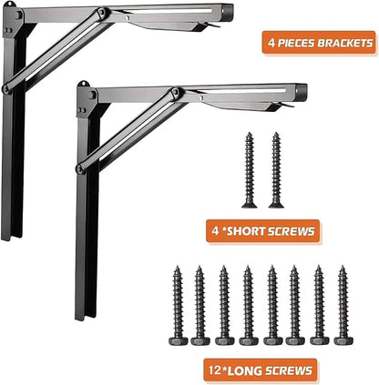 Ultrawall Folding Shelf Brackets, Heavy Duty Collapsible Shelf Bracket, 18 Inch Sturdy Table Brackets, Max Load 550lb, 4Pcs