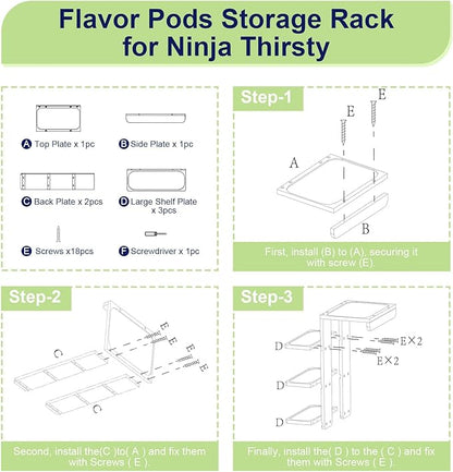 Flavor Pod Holder for Ninja Thirsti WC1001 Soda Maker, 12-Pod Capacity Wooden Organizer Rack, Countertop Storage Station & Custom Accessory for Thirsti Drink System (Holder Only)