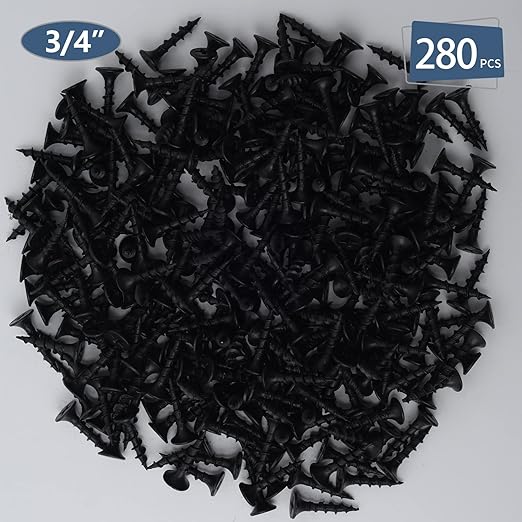 280pcs #6 × 3/4 inch High Hardness Drywall Screws, Black, Coarse Thread, Phillips Drive, Bugle Head, Black Wood Screws, Wood and More (3/4 in, 280)