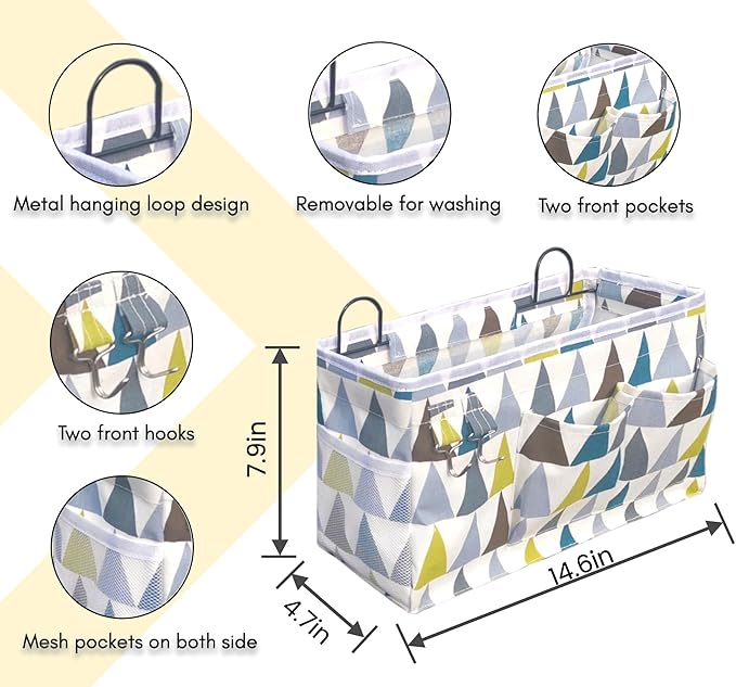 2pcs Large Wall Hanging Organizer Bag, Linen Fabric Door Hanging Storage Baskets with Pockets, Waterproof Bin for Kitchen, Bedroom, Office, RV Camper (Colors)